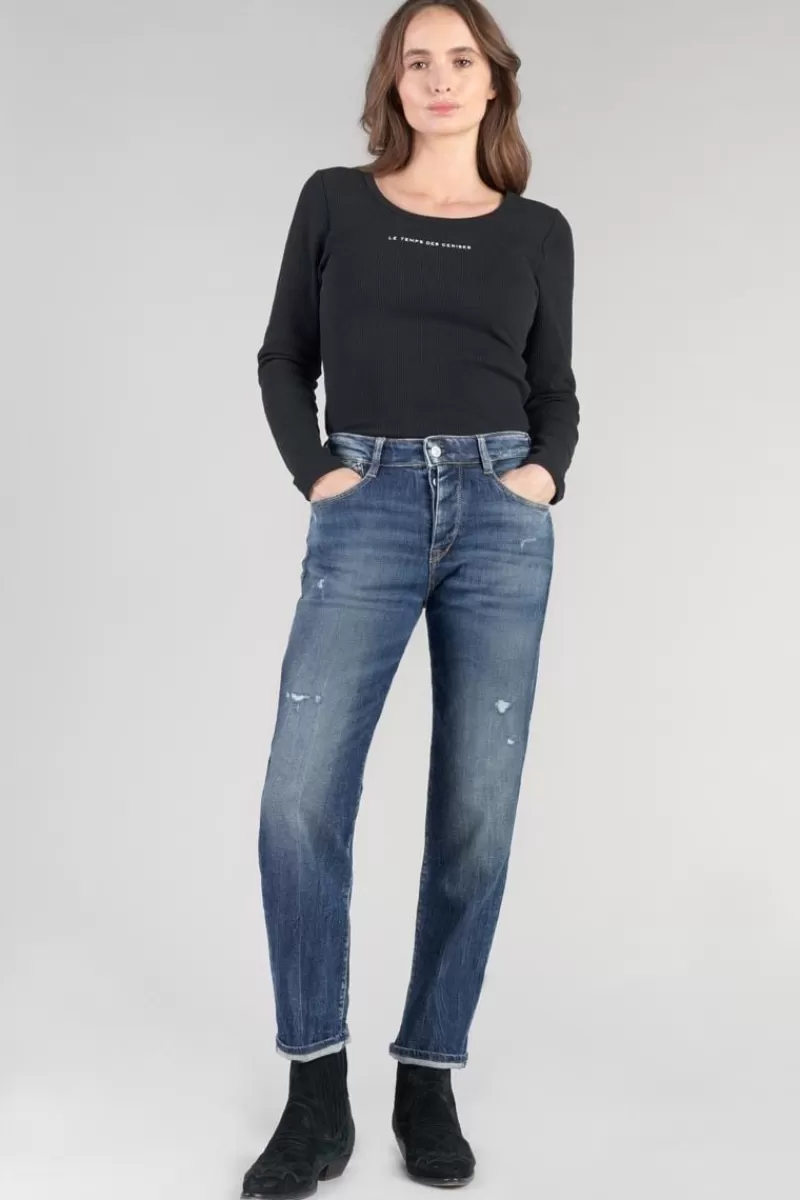 Le Temps des Cerises Coupe Mom-Bambino 400/17 Mom Taille Haute 7/8Eme Jeans Destroy Bleu N°2 Blue