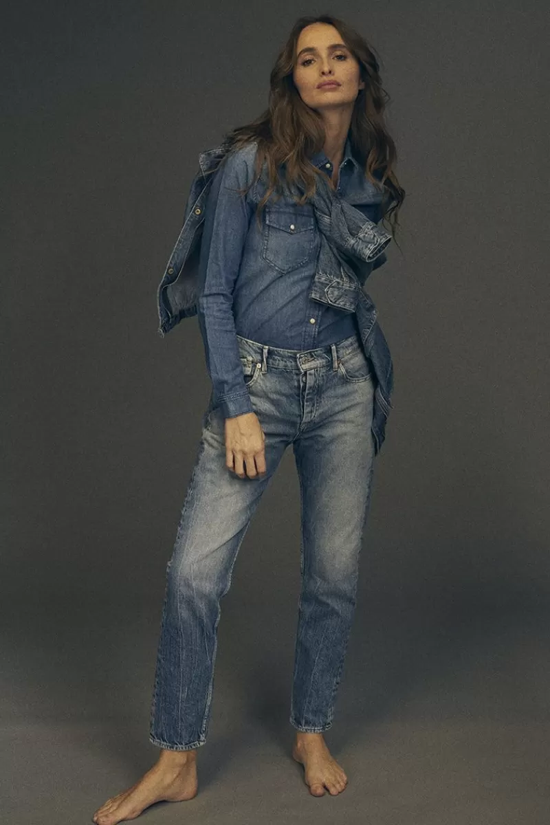 Le Temps des Cerises Coupe Mom-Basic 400/20 Mom Taille Haute 7/8Eme Jeans Bleu N°4 Blue