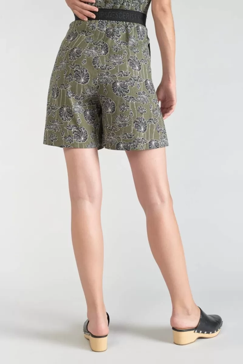 bermuda_fost_kaki_a_motif_fleuri_2.webp Le Temps des Cerises Shorts & Jupes-Bermuda Fost Kaki A Motif Fleuri Lizard