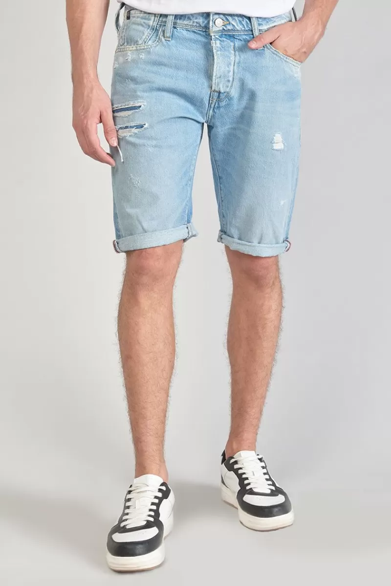 Le Temps des Cerises Bermudas-Bermuda Laredo En Jeans Bleu Clair Delave Destroy Blue