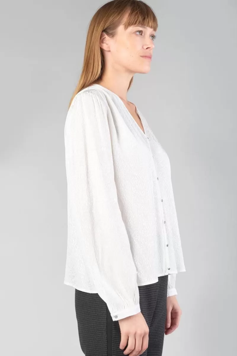 blouse_frano_en_jacquard_creme_2.webp Le Temps des Cerises Tops-Blouse Frano En Jacquard Creme Ice Cream