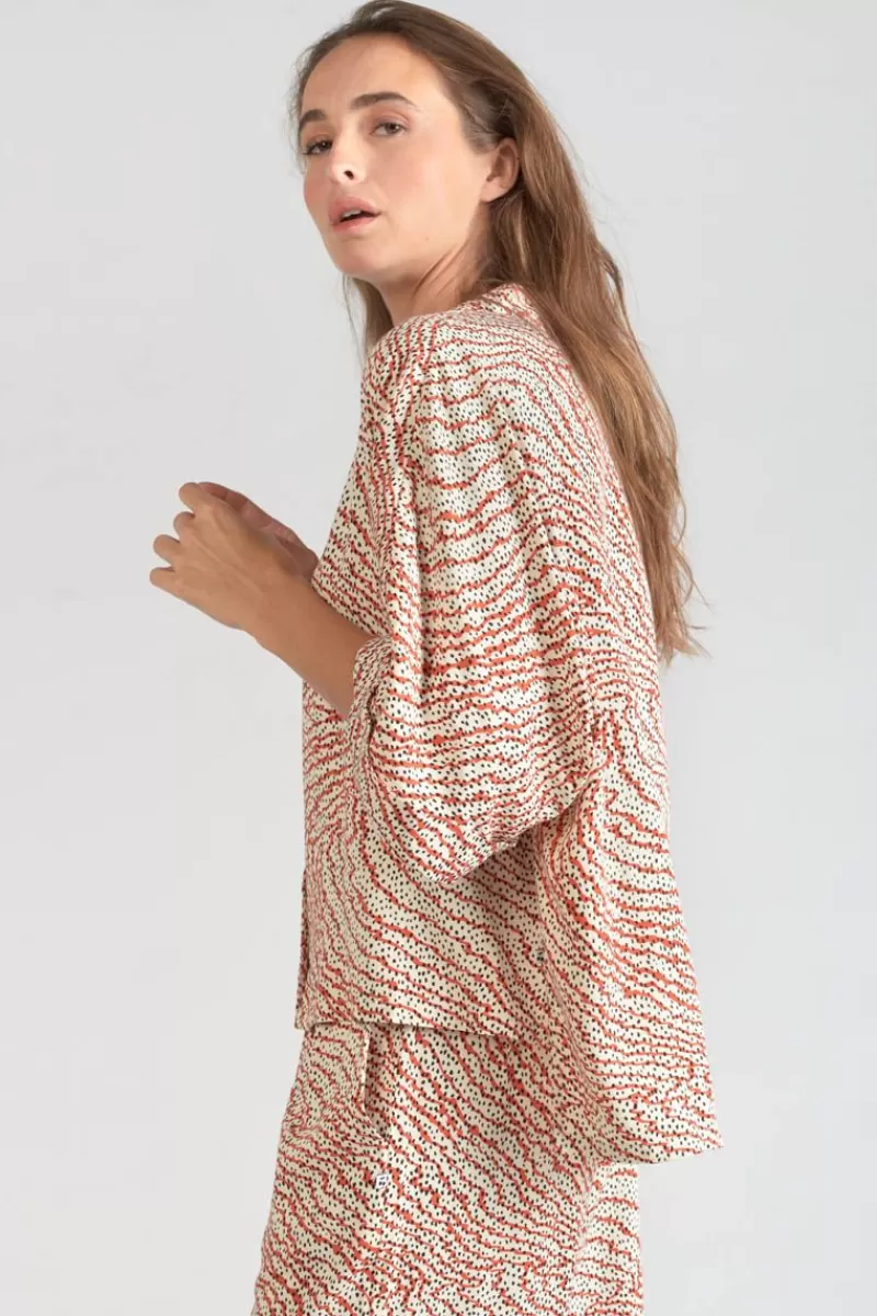 blouse_freila_a_motif_orange_et_noir_3.webp Le Temps des Cerises Chemises-Blouse Freila A Motif Orange Et Noir Orange Zebra