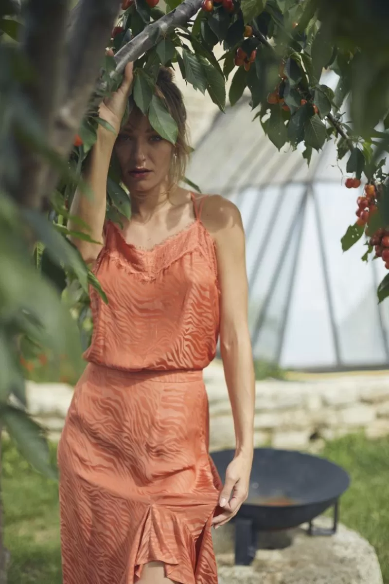 Le Temps des Cerises Tops-Caraco Ayek En Jacquard Orange Corail Coral Rose