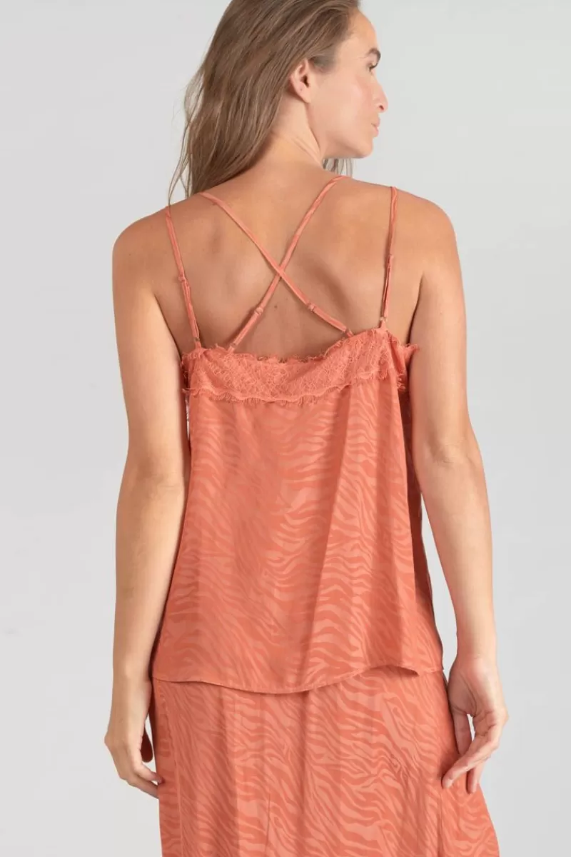 Le Temps des Cerises Tops-Caraco Ayek En Jacquard Orange Corail Coral Rose