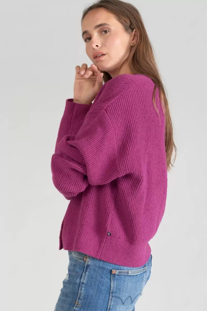 cardigan_enel_violine_2.webp Le Temps des Cerises Pulls & Sweats & Cardigans-Cardigan Enel Violine Aster