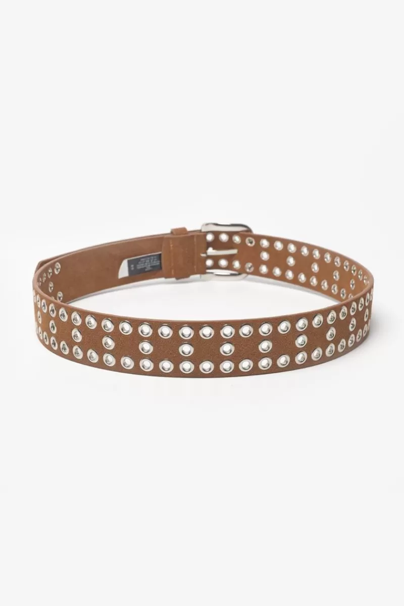 Le Temps des Cerises Ceintures-Ceinture Lucia En Cuir Velours Cognac