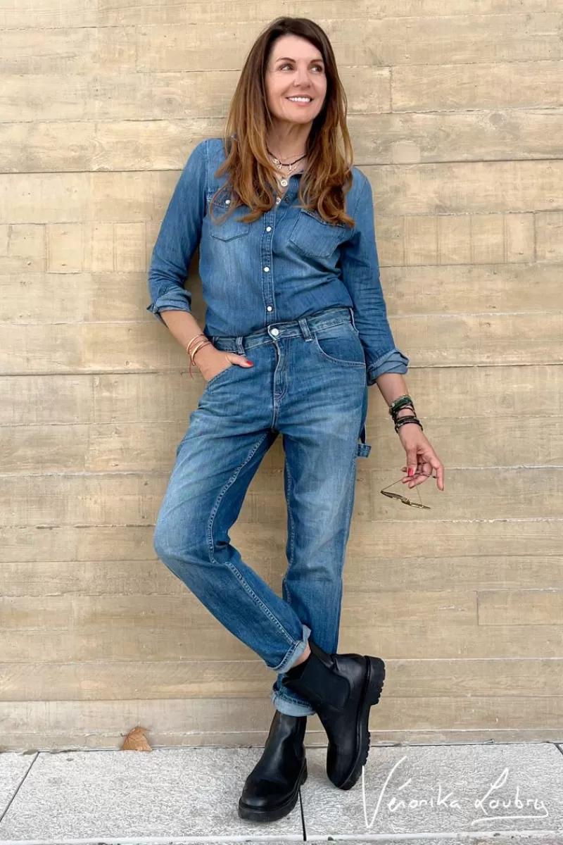 Le Temps des Cerises Coupe Boyfit-Charpentier Boyfit By Veronika Loubry Jeans Bleu N°2 Blue