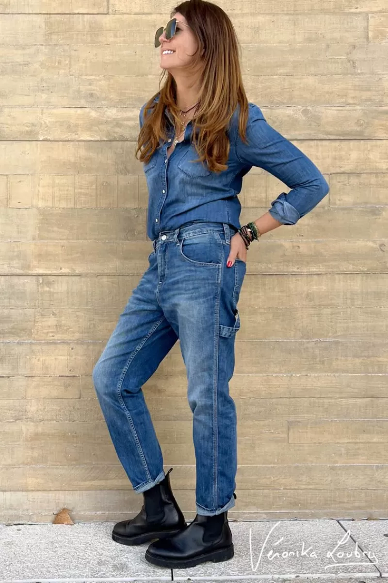 Le Temps des Cerises Coupe Boyfit-Charpentier Boyfit By Veronika Loubry Jeans Bleu N°2 Blue
