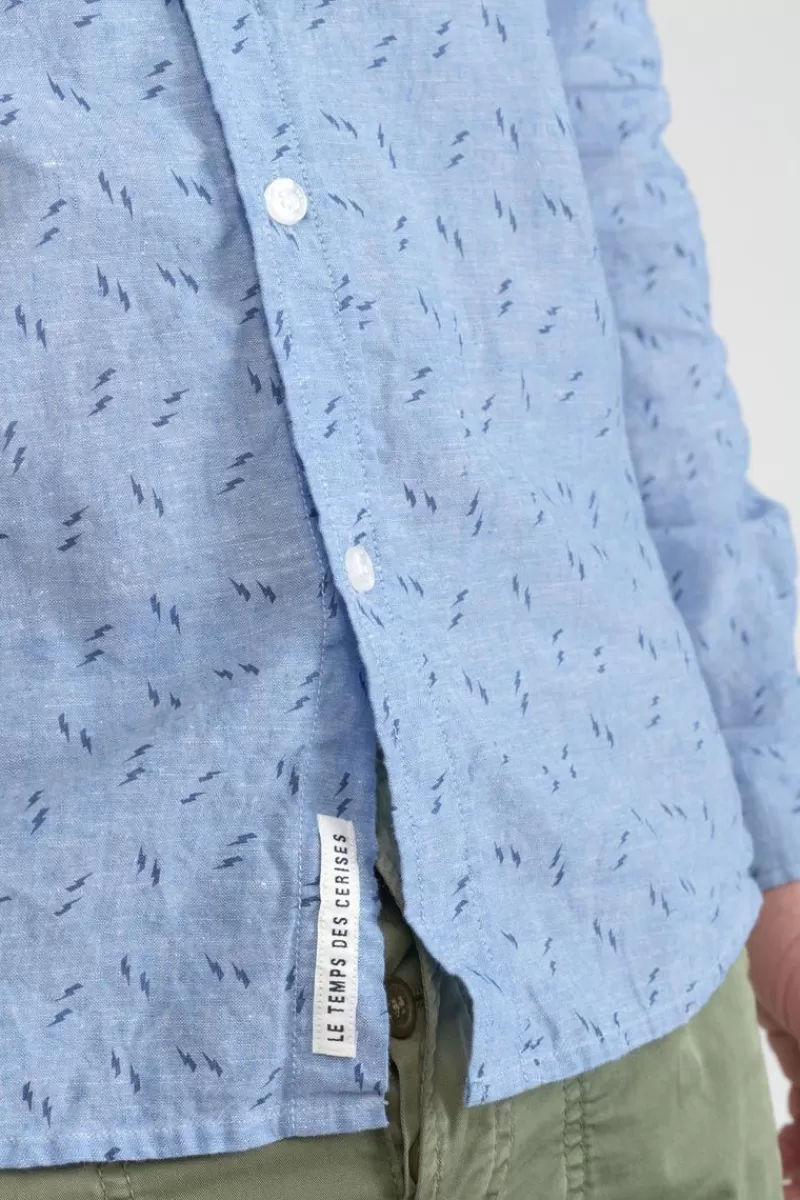 chemise_arpe_en_lin_melange_bleu_ciel_5.webp Le Temps des Cerises Chemises-Chemise Arpe En Lin Melange Bleu Ciel Blue