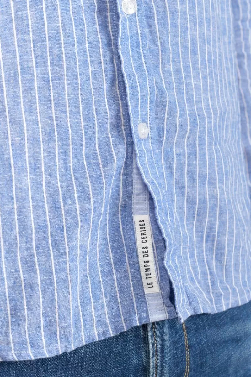 chemise_bolko_en_lin_melange_bleu_ciel_2.webp Le Temps des Cerises Chemises-Chemise Bolko En Lin Melange Bleu Ciel Peacoat