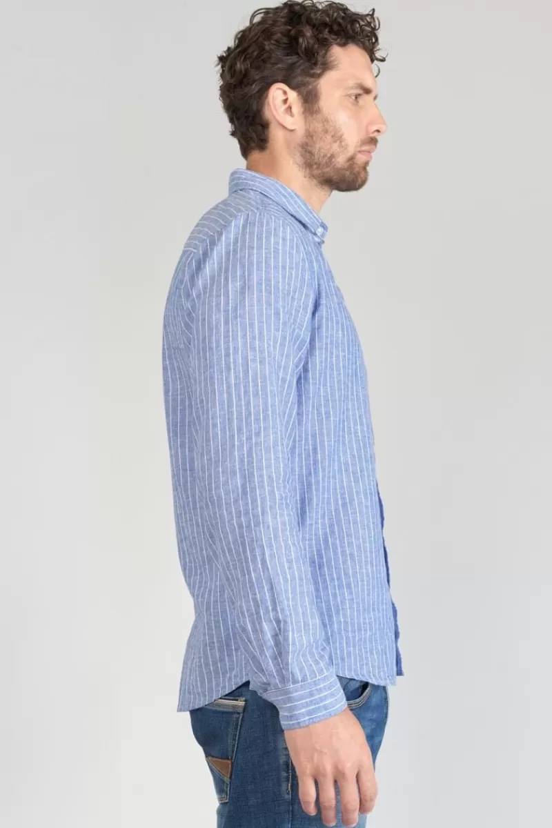 chemise_bolko_en_lin_melange_bleu_ciel_5.webp Le Temps des Cerises Chemises-Chemise Bolko En Lin Melange Bleu Ciel Peacoat