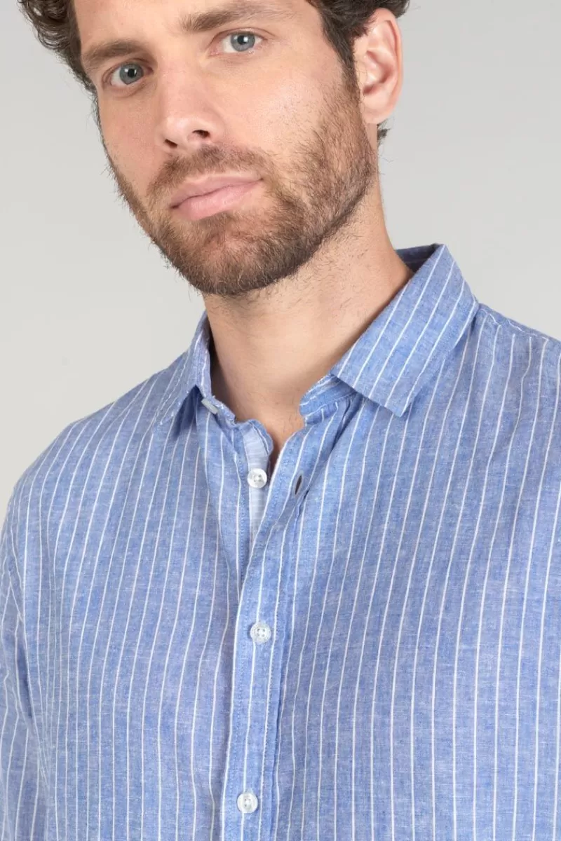 chemise_bolko_en_lin_melange_bleu_ciel_7.webp Le Temps des Cerises Chemises-Chemise Bolko En Lin Melange Bleu Ciel Peacoat