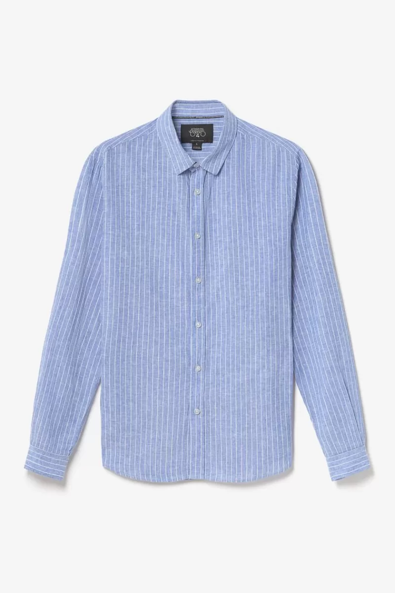 chemise_bolko_en_lin_melange_bleu_ciel_8.webp Le Temps des Cerises Chemises-Chemise Bolko En Lin Melange Bleu Ciel Peacoat