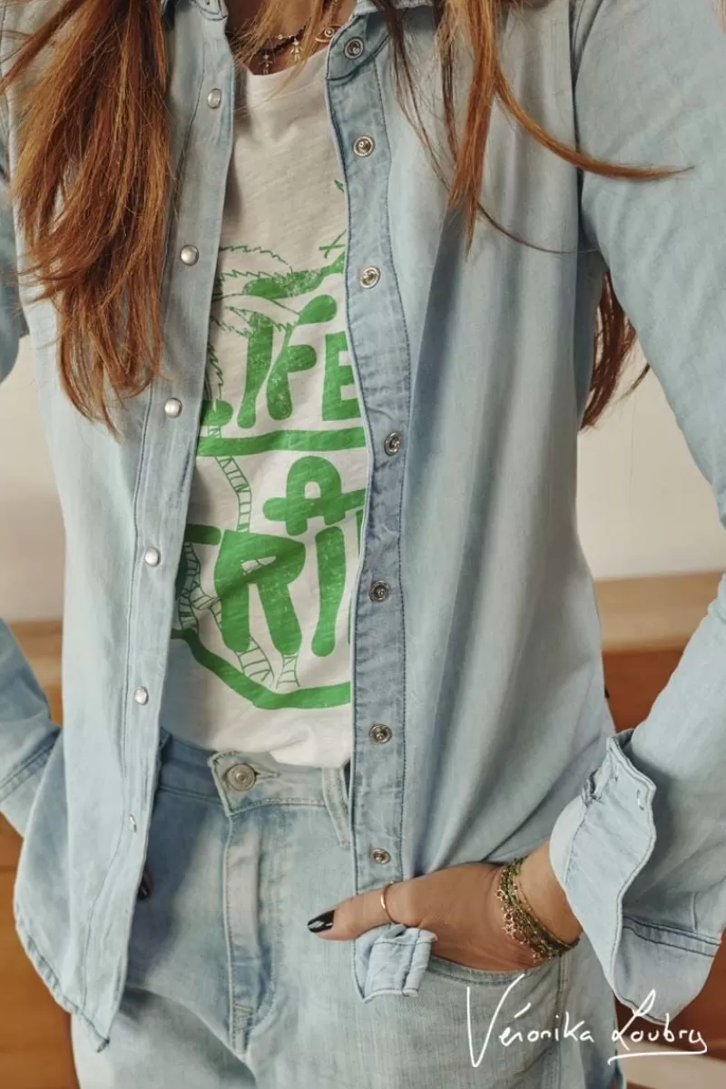 Le Temps des Cerises Chemises Et Vestes-Chemise En Jeans Nude Bleue By Veronika Loubry Blue