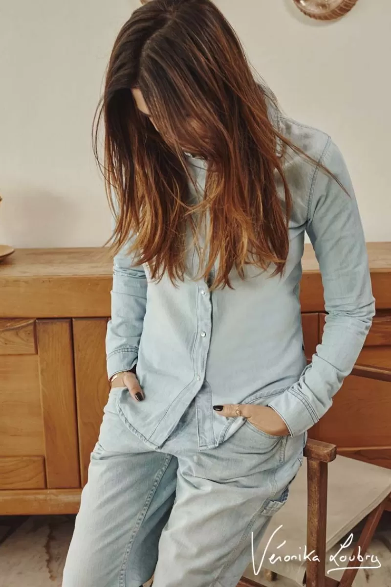 Le Temps des Cerises Chemises Et Vestes-Chemise En Jeans Nude Bleue By Veronika Loubry Blue