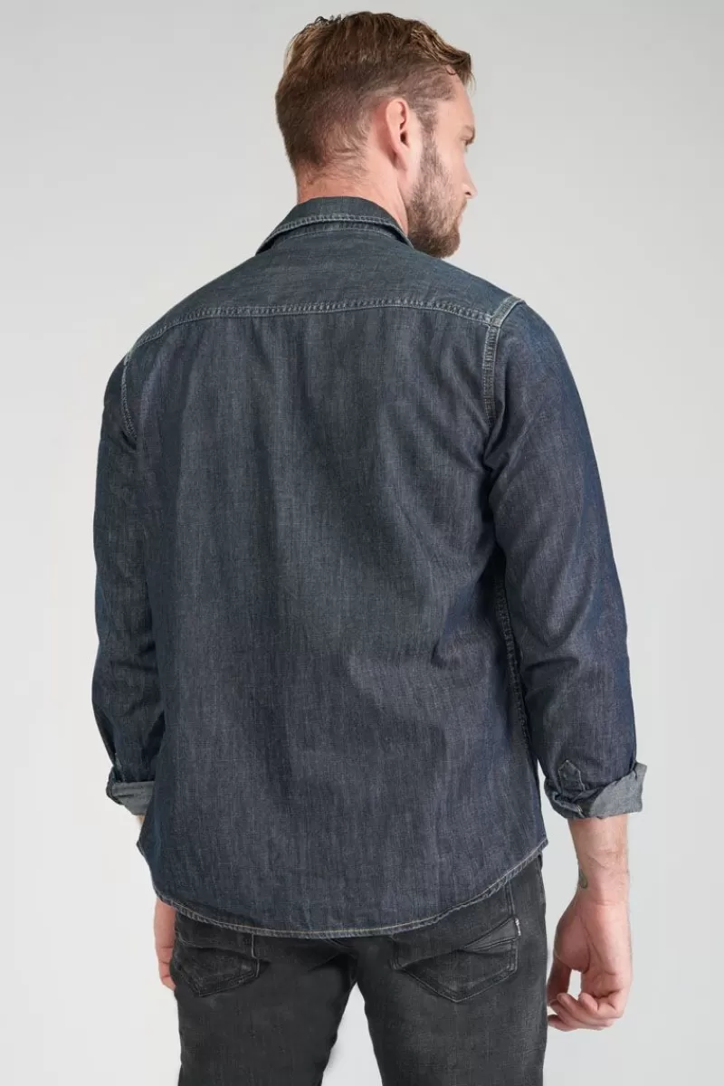 chemise_juanito_en_jeans_brut_2.webp Le Temps des Cerises Chemises Et Vestes-Chemise Juanito En Jeans Brut Blue
