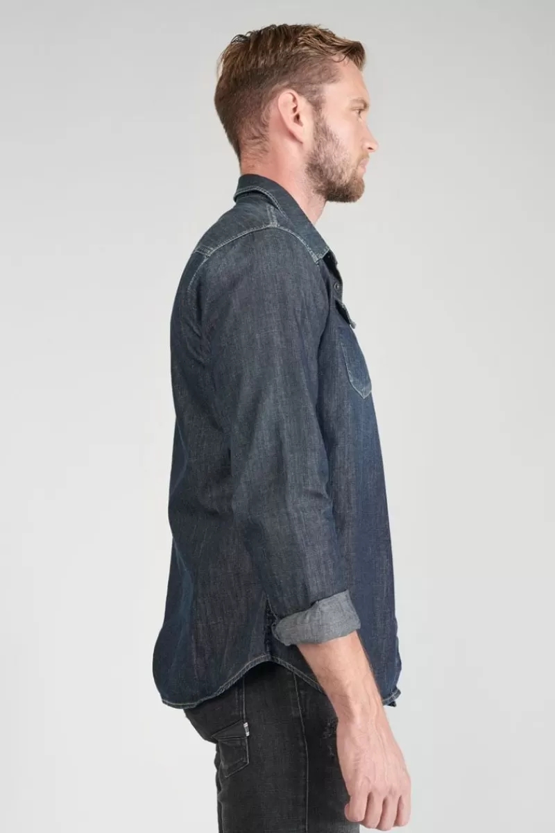 chemise_juanito_en_jeans_brut_3.webp Le Temps des Cerises Chemises Et Vestes-Chemise Juanito En Jeans Brut Blue