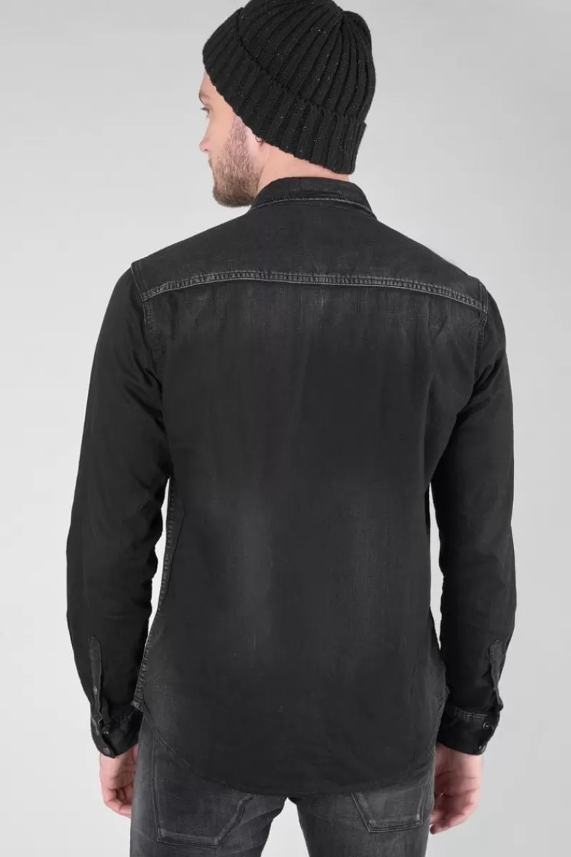 chemise_juanito_en_jeans_noir_delave_4.webp Le Temps des Cerises Chemises Et Vestes-Chemise Juanito En Jeans Noir Delave Black / Black