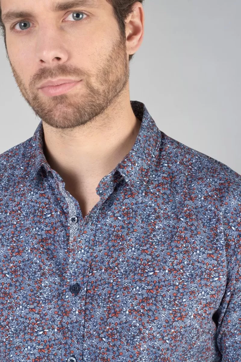 Le Temps des Cerises Chemises-Chemise Retil Bleu Marine A Motif Galaxy