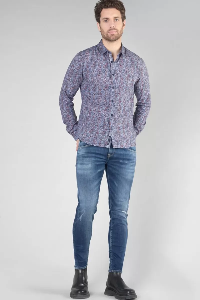 chemise_retil_bleu_marine_a_motif_5.webp Le Temps des Cerises Chemises-Chemise Retil Bleu Marine A Motif Galaxy