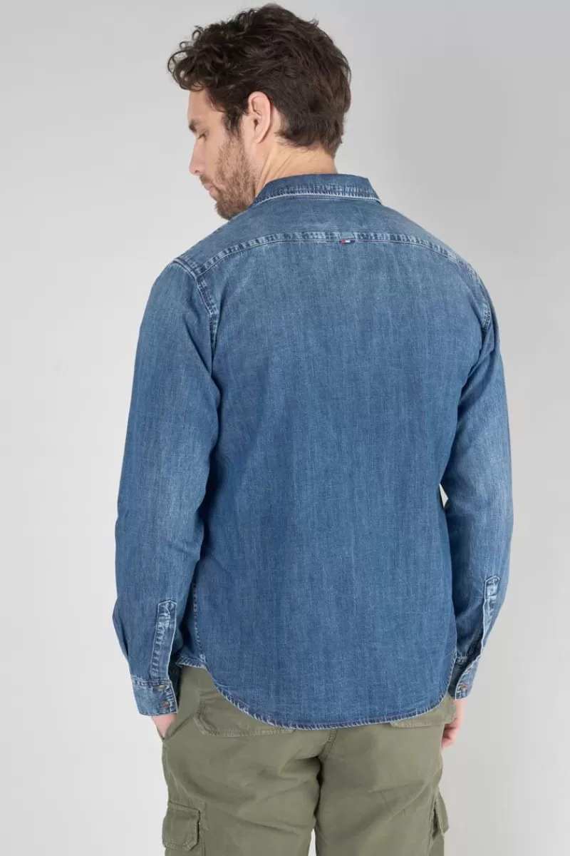 chemise_valmy_en_jeans_bleu_delave_2.webp Le Temps des Cerises Chemises Et Vestes-Chemise Valmy En Jeans Bleu Delave Blue