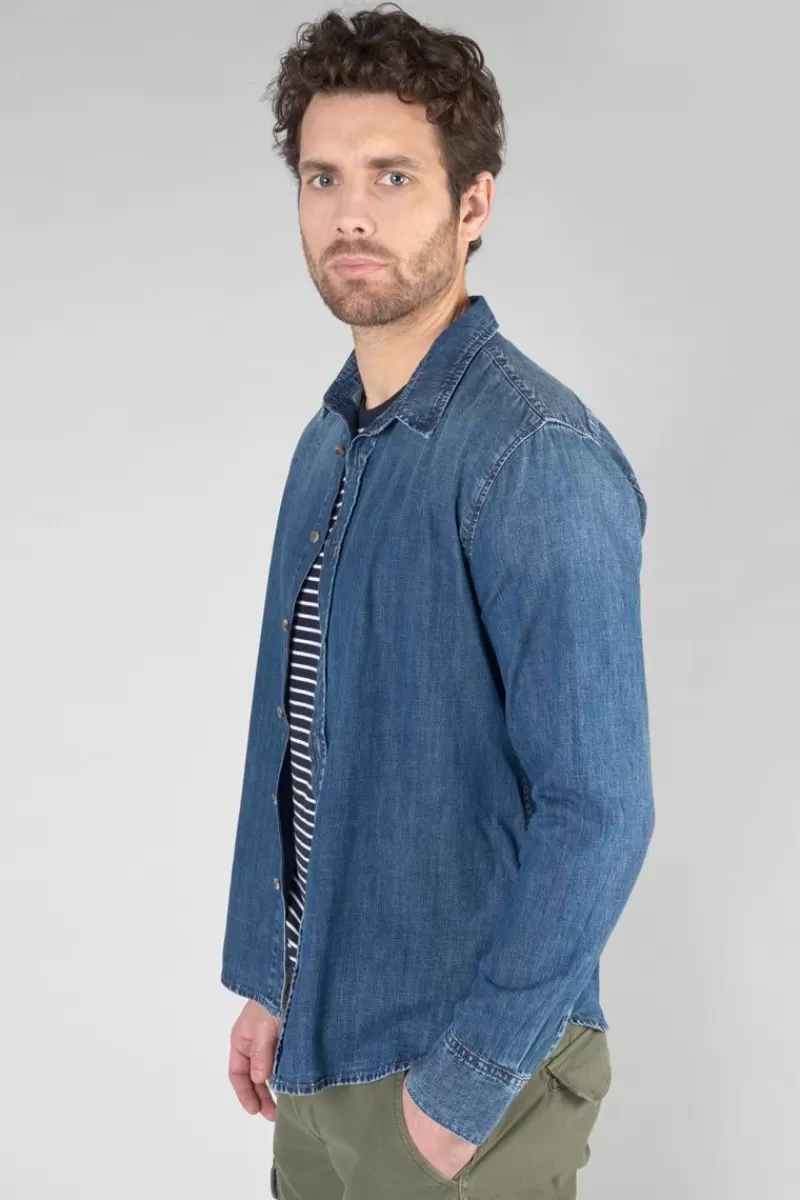 chemise_valmy_en_jeans_bleu_delave_3.webp Le Temps des Cerises Chemises Et Vestes-Chemise Valmy En Jeans Bleu Delave Blue