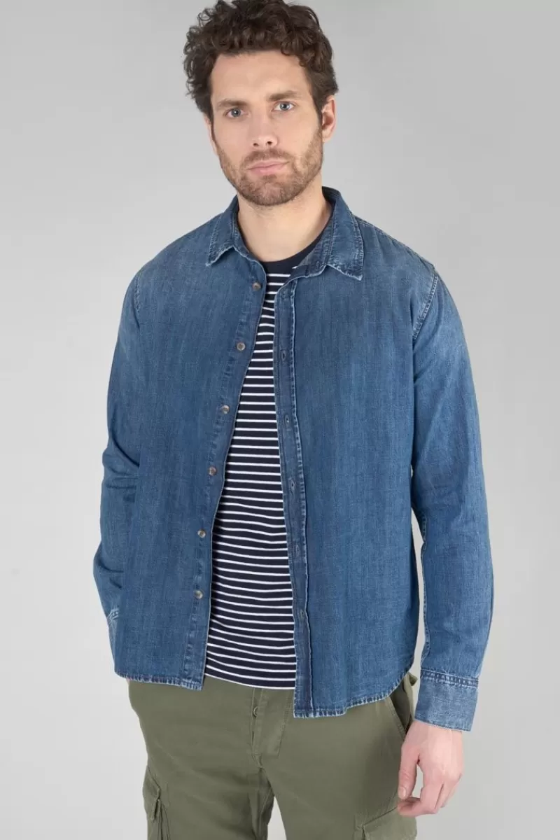 chemise_valmy_en_jeans_bleu_delave_5.webp Le Temps des Cerises Chemises Et Vestes-Chemise Valmy En Jeans Bleu Delave Blue