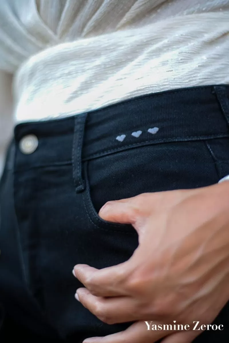 Le Temps des Cerises Coupe Regular-Collab @Yasmine.Zeroc Amour 400/18 Mom Taille Haute 7/8Eme Jeans Noir N°1 Black / Black