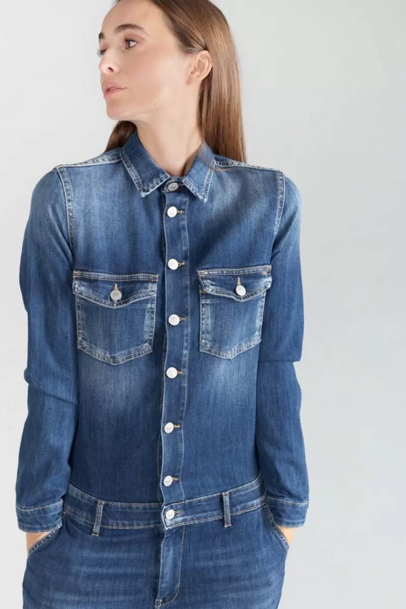 Le Temps des Cerises Salopettes & Combinaisons-Combinaison En Jeans Sena Bleue Blue