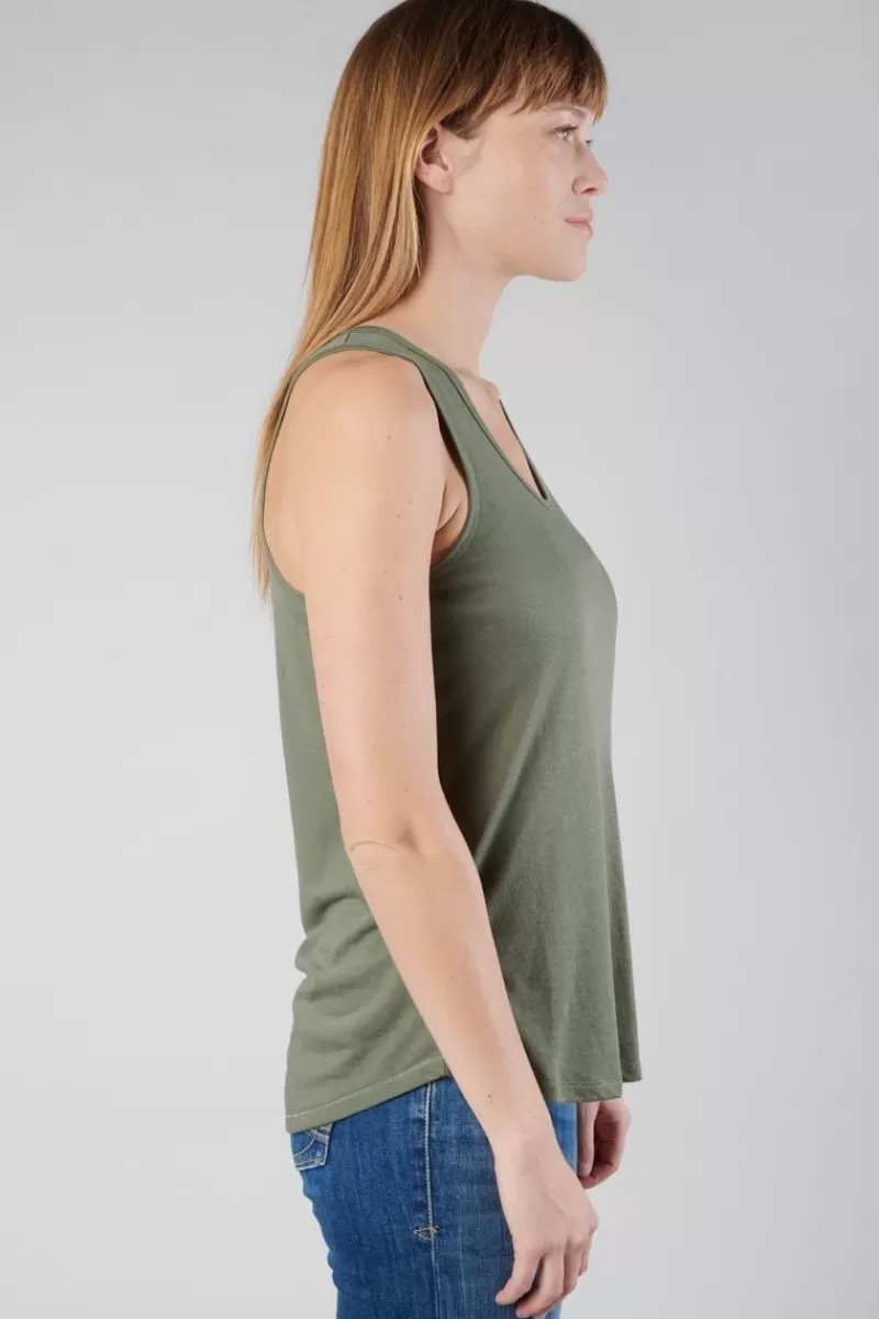 debardeur_debsmalltrame_kaki_3.webp Le Temps des Cerises T-Shirts & Débardeurs-Debardeur Debsmalltrame Kaki Lizard