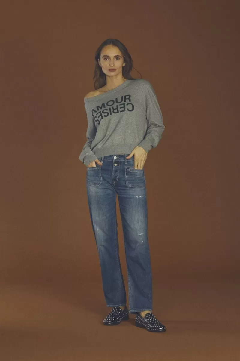 Le Temps des Cerises Coupe Mom-Fafa 400/18 Mom Taille Haute 7/8Eme Jeans Destroy Bleu N°3 Blue