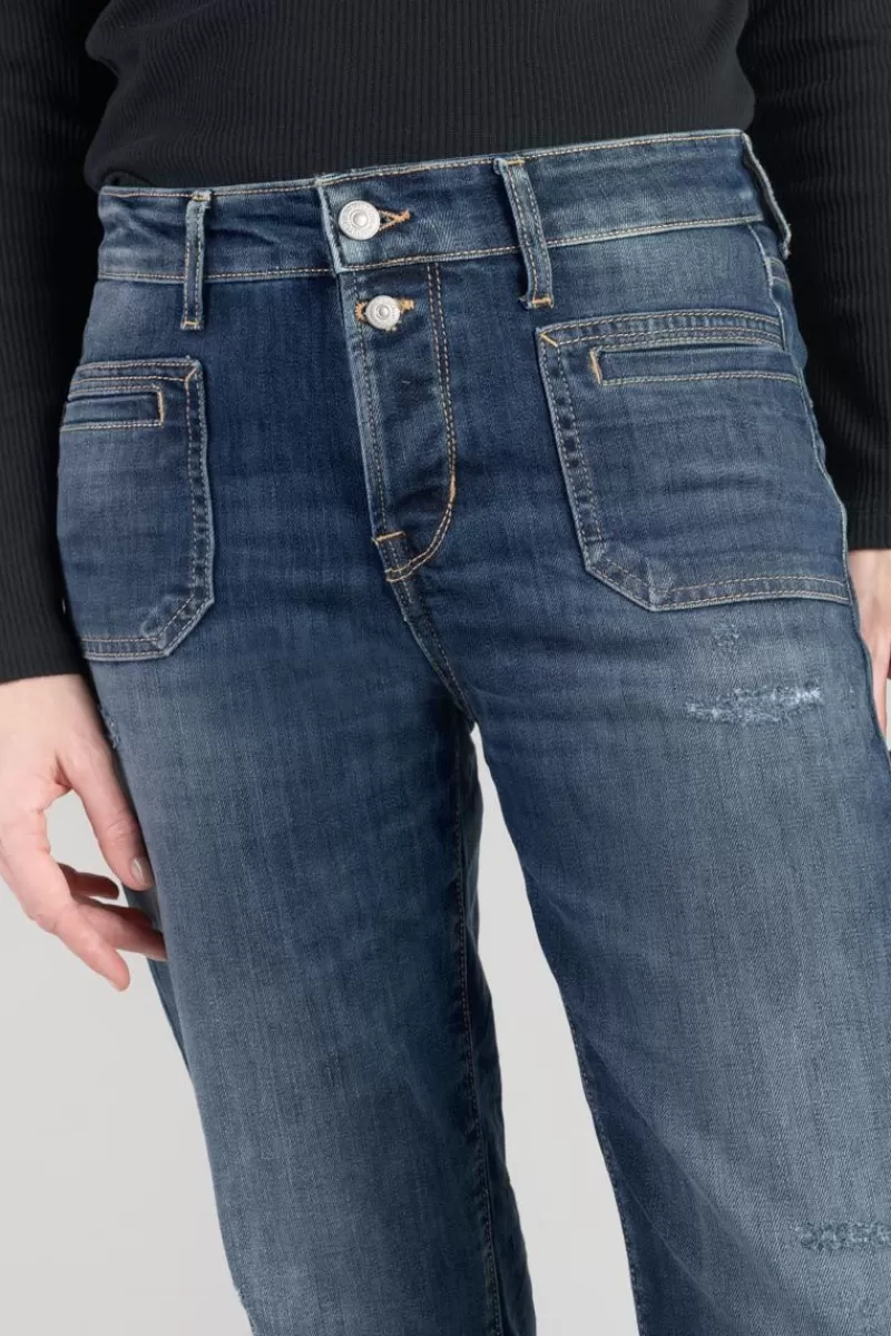 Le Temps des Cerises Coupe Mom-Fafa 400/18 Mom Taille Haute 7/8Eme Jeans Destroy Bleu N°3 Blue