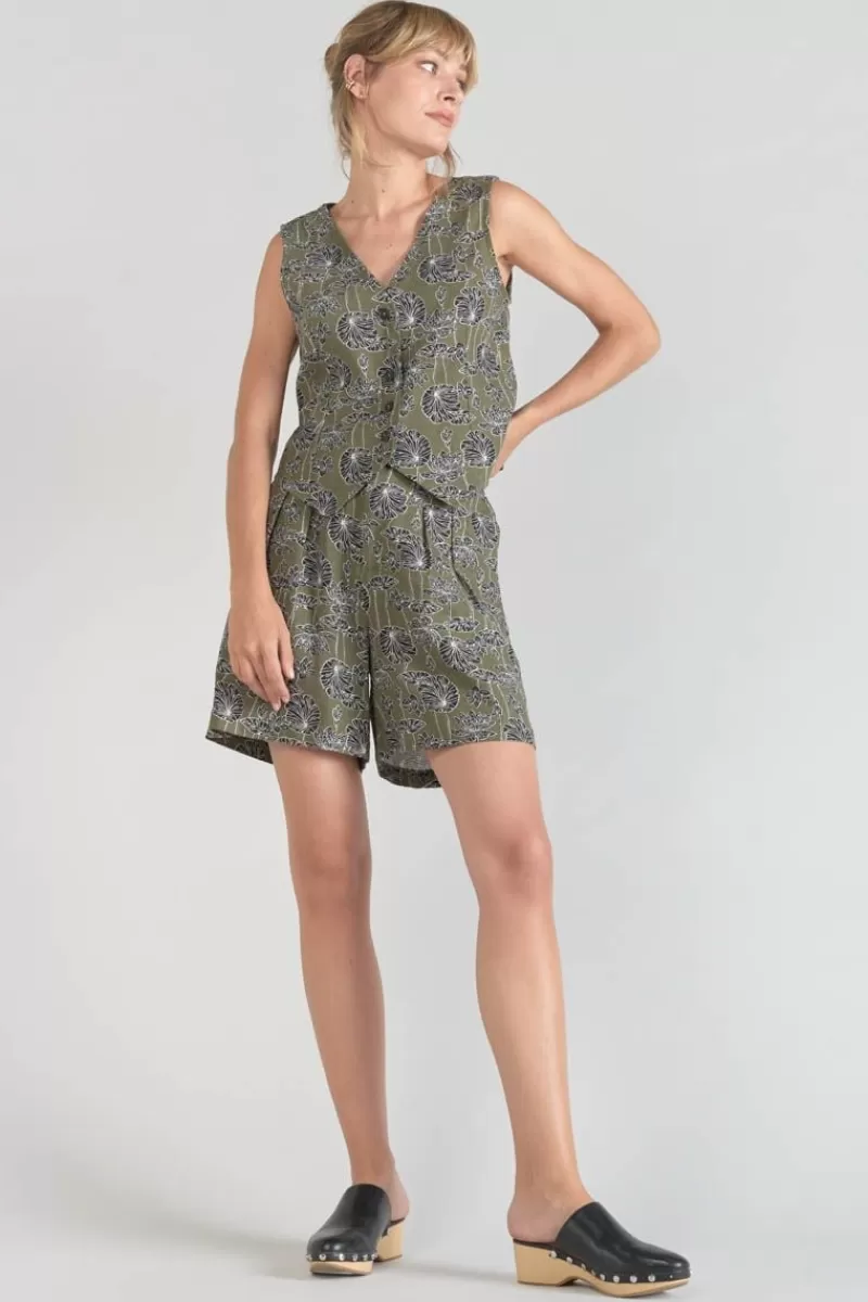 gilet_gish_kaki_a_motif_fleuri_5.webp Le Temps des Cerises Tops-Gilet Gish Kaki A Motif Fleuri Lizard