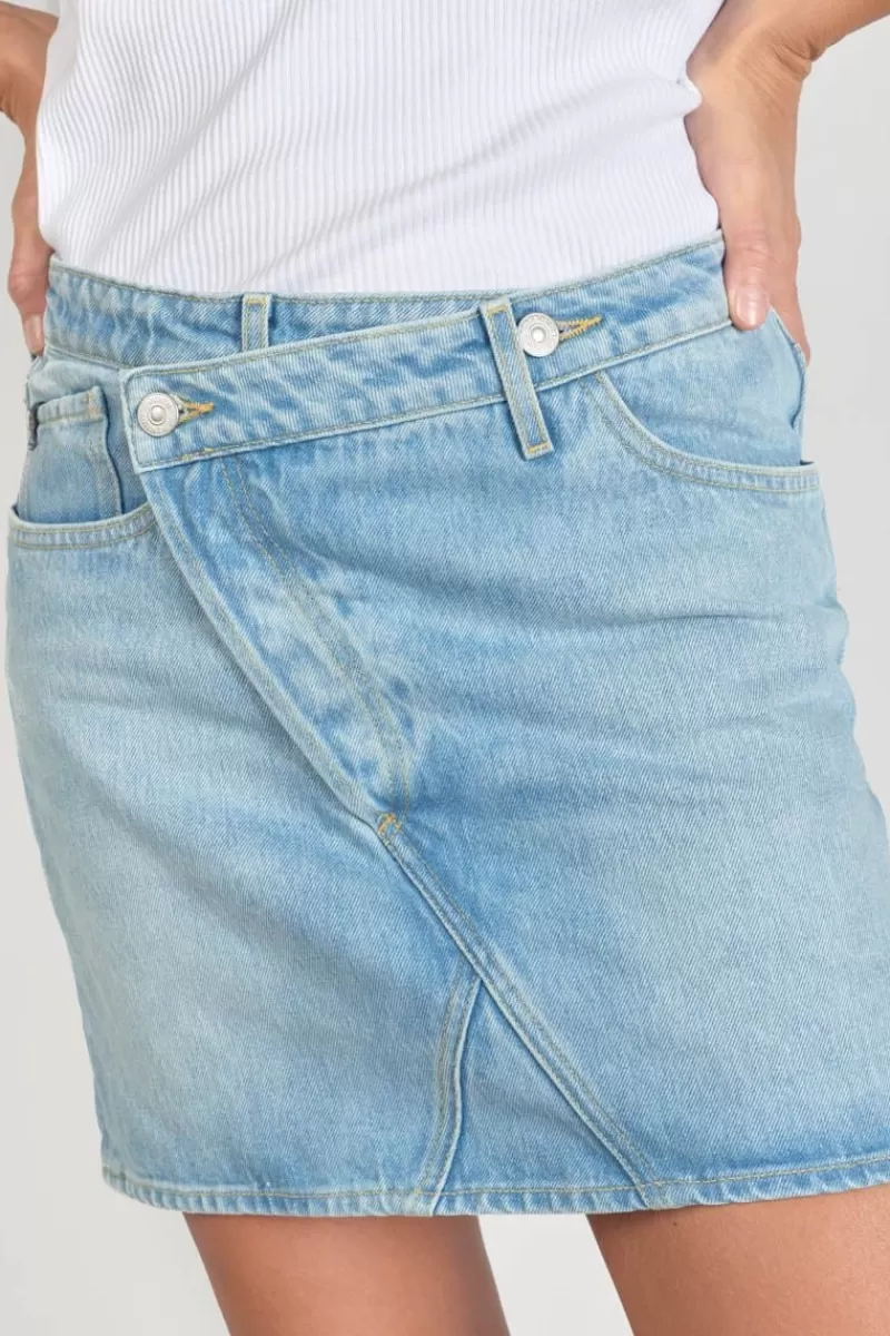 jupe_alofi_en_jeans_bleu_clair_2.webp Le Temps des Cerises Coupe Criss Cross-Jupe Alofi En Jeans Bleu Clair Blue