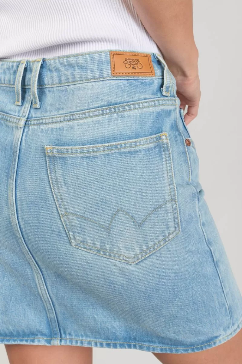 jupe_alofi_en_jeans_bleu_clair_3.webp Le Temps des Cerises Coupe Criss Cross-Jupe Alofi En Jeans Bleu Clair Blue