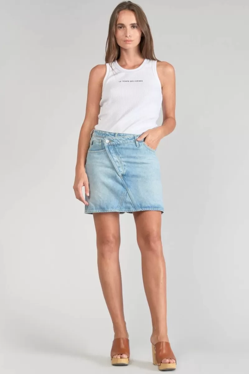 jupe_alofi_en_jeans_bleu_clair_5.webp Le Temps des Cerises Coupe Criss Cross-Jupe Alofi En Jeans Bleu Clair Blue