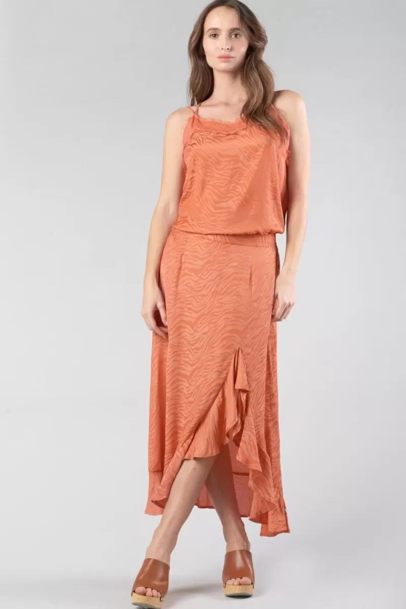 jupe_longue_gino_en_jacquard_zebre_orange_corail_2.webp Le Temps des Cerises Shorts & Jupes-Jupe Longue Gino En Jacquard Zebre Orange Corail Coral Rose