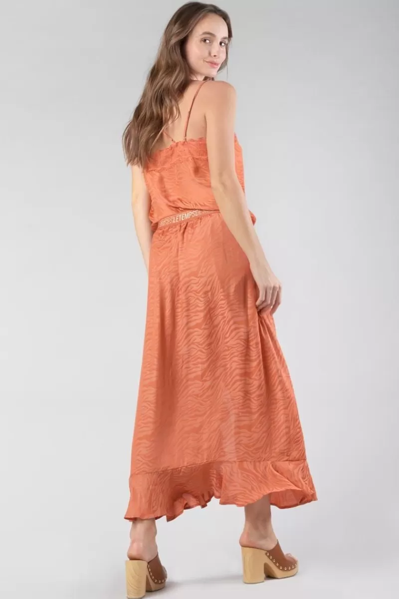 jupe_longue_gino_en_jacquard_zebre_orange_corail_3.webp Le Temps des Cerises Shorts & Jupes-Jupe Longue Gino En Jacquard Zebre Orange Corail Coral Rose