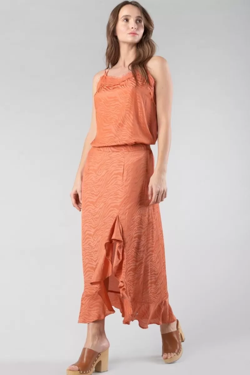 jupe_longue_gino_en_jacquard_zebre_orange_corail_4.webp Le Temps des Cerises Shorts & Jupes-Jupe Longue Gino En Jacquard Zebre Orange Corail Coral Rose