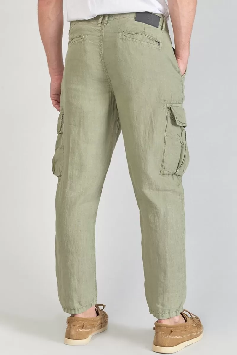 pantalon_cargo_en_lin_oddo_kaki_clair_4.webp Le Temps des Cerises Pantalons & Chinos-Pantalon Cargo En Lin Oddo Kaki Clair Sea Spray