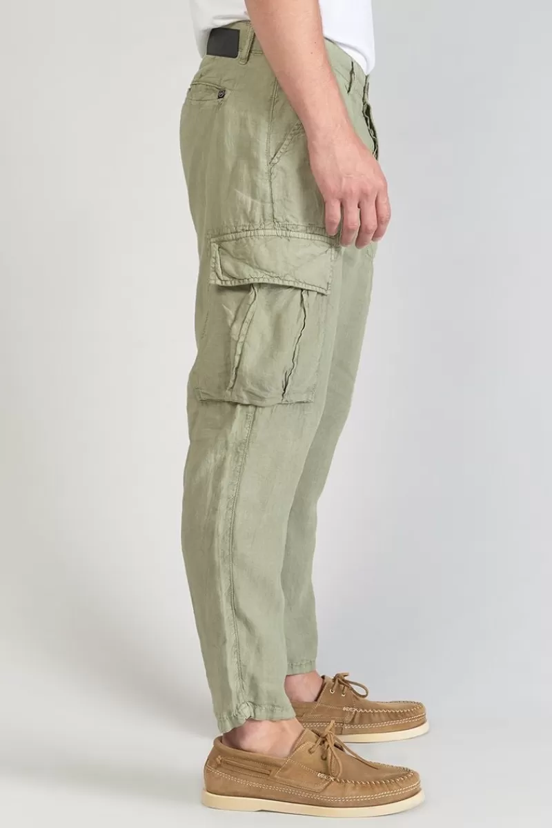 pantalon_cargo_en_lin_oddo_kaki_clair_5.webp Le Temps des Cerises Pantalons & Chinos-Pantalon Cargo En Lin Oddo Kaki Clair Sea Spray