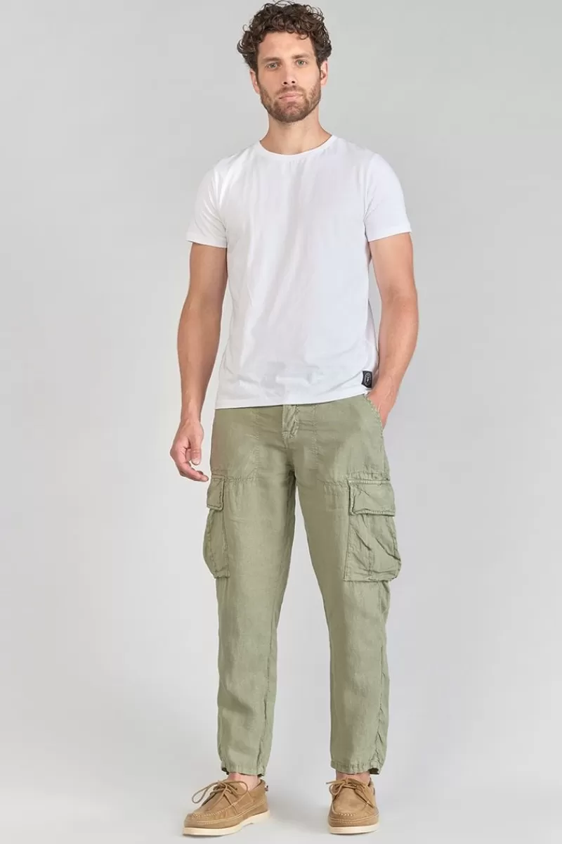 pantalon_cargo_en_lin_oddo_kaki_clair_6.webp Le Temps des Cerises Pantalons & Chinos-Pantalon Cargo En Lin Oddo Kaki Clair Sea Spray