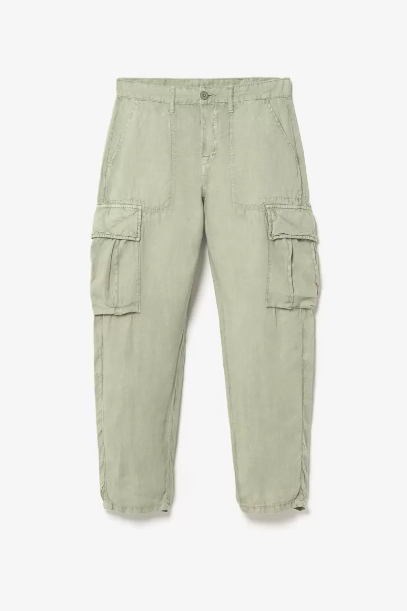 pantalon_cargo_en_lin_oddo_kaki_clair_7.webp Le Temps des Cerises Pantalons & Chinos-Pantalon Cargo En Lin Oddo Kaki Clair Sea Spray