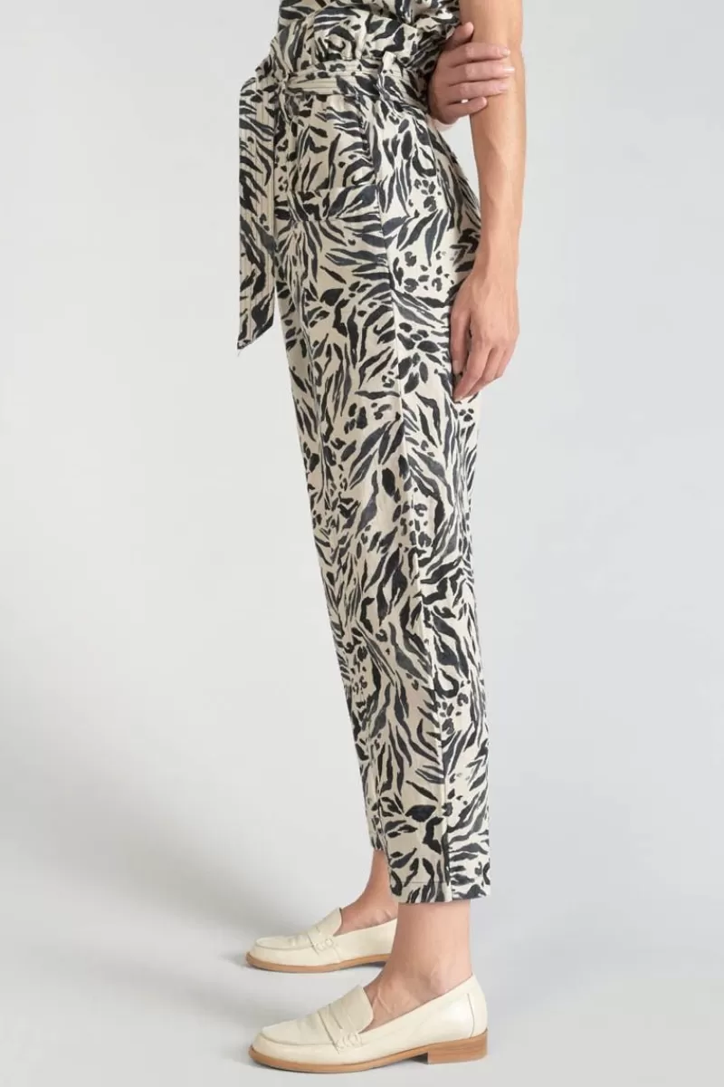 pantalon_en_lin_melange_rida_a_motif_animalier_5.webp Le Temps des Cerises Pantalons & Chinos-Pantalon En Lin Melange Rida A Motif Animalier Zebra