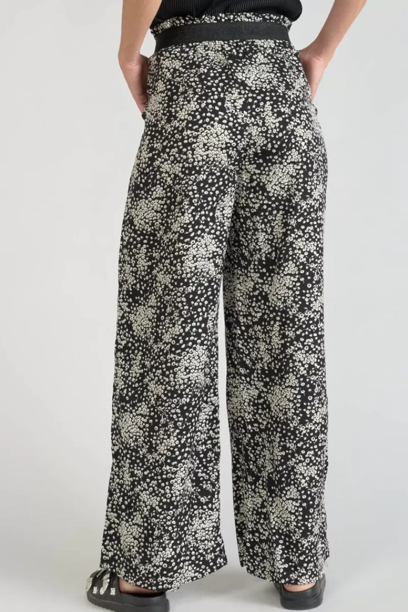 pantalon_fluide_luisa_a_motif_fleuri_noir_et_blanc_3.webp Le Temps des Cerises Pantalons & Chinos-Pantalon Fluide Luisa A Motif Fleuri Noir Et Blanc Black Flower