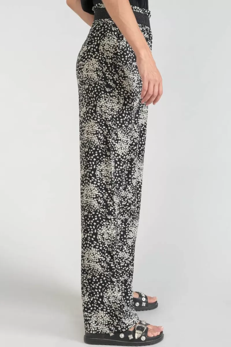 pantalon_fluide_luisa_a_motif_fleuri_noir_et_blanc_4.webp Le Temps des Cerises Pantalons & Chinos-Pantalon Fluide Luisa A Motif Fleuri Noir Et Blanc Black Flower