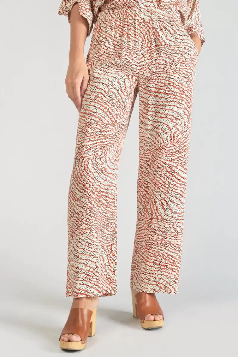 pantalon_fluide_yesa_a_motif_orange_et_noir_3.webp Le Temps des Cerises Pantalons & Chinos-Pantalon Fluide Yesa A Motif Orange Et Noir Orange Zebra