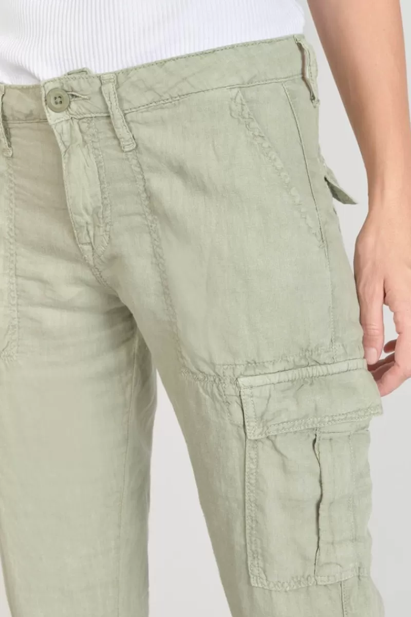 pantalon_louisa_en_lin_vert_amande_2.webp Le Temps des Cerises Pantalons & Chinos-Pantalon Louisa En Lin Vert Amande Sea Spray