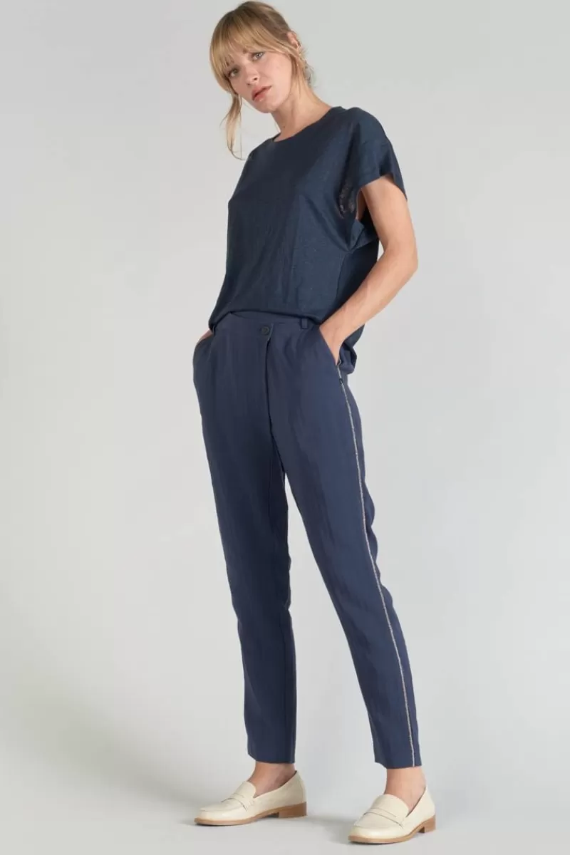 Le Temps des Cerises Pantalons & Chinos-Pantalon Reydel Bleu Marine A Fermeture Asymetrique Midnight