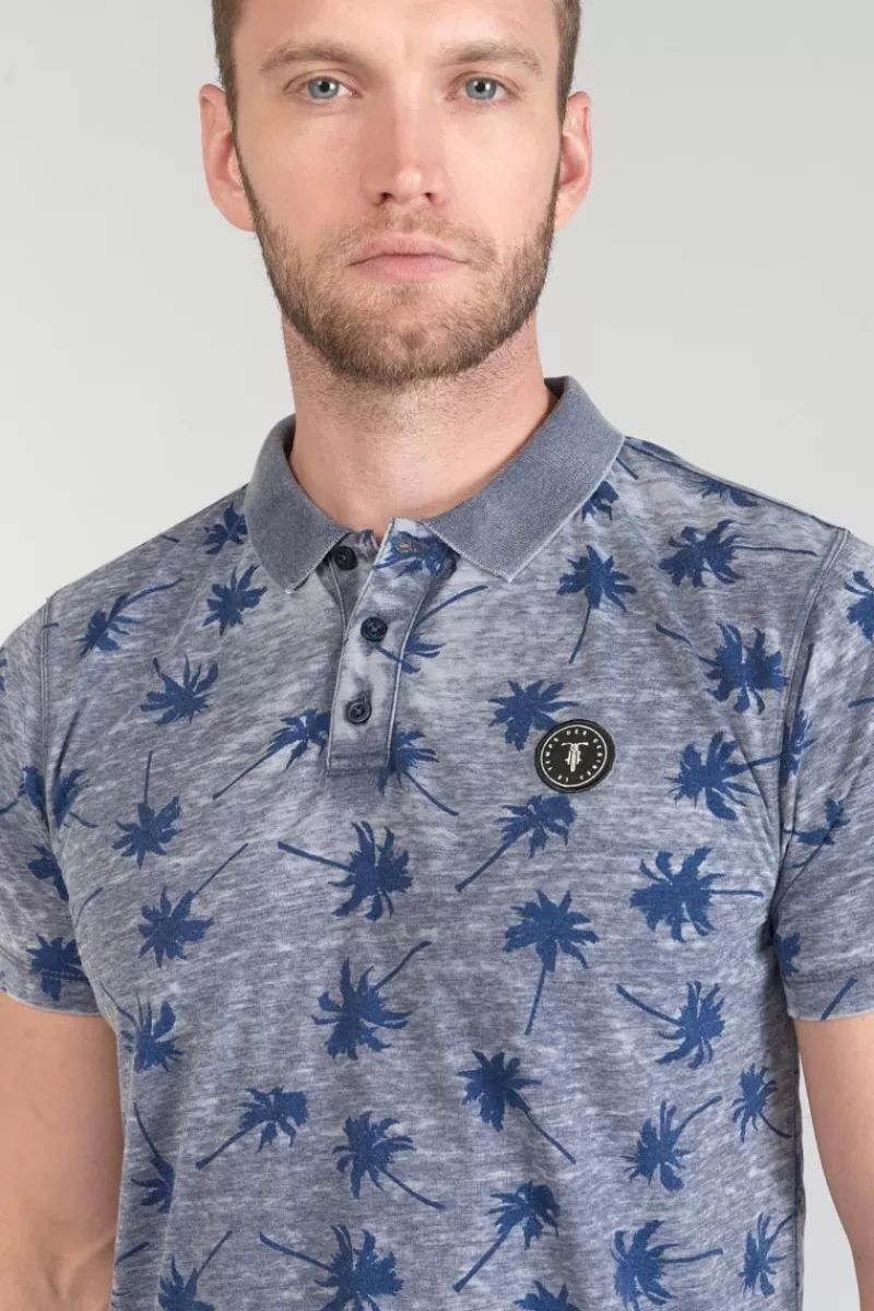 polo_chevy_a_motif_palmier_2.webp Le Temps des Cerises T-Shirts & Polos-Polo Chevy A Motif Palmier Peacoat